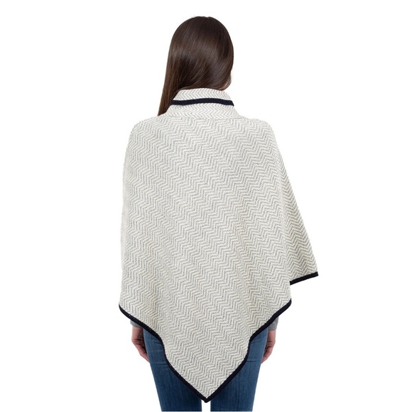 Saol Ladies Wool Blend Chevron Poncho Sweater - Picture 5 of 10